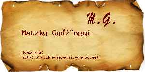 Matzky Gyöngyi névjegykártya